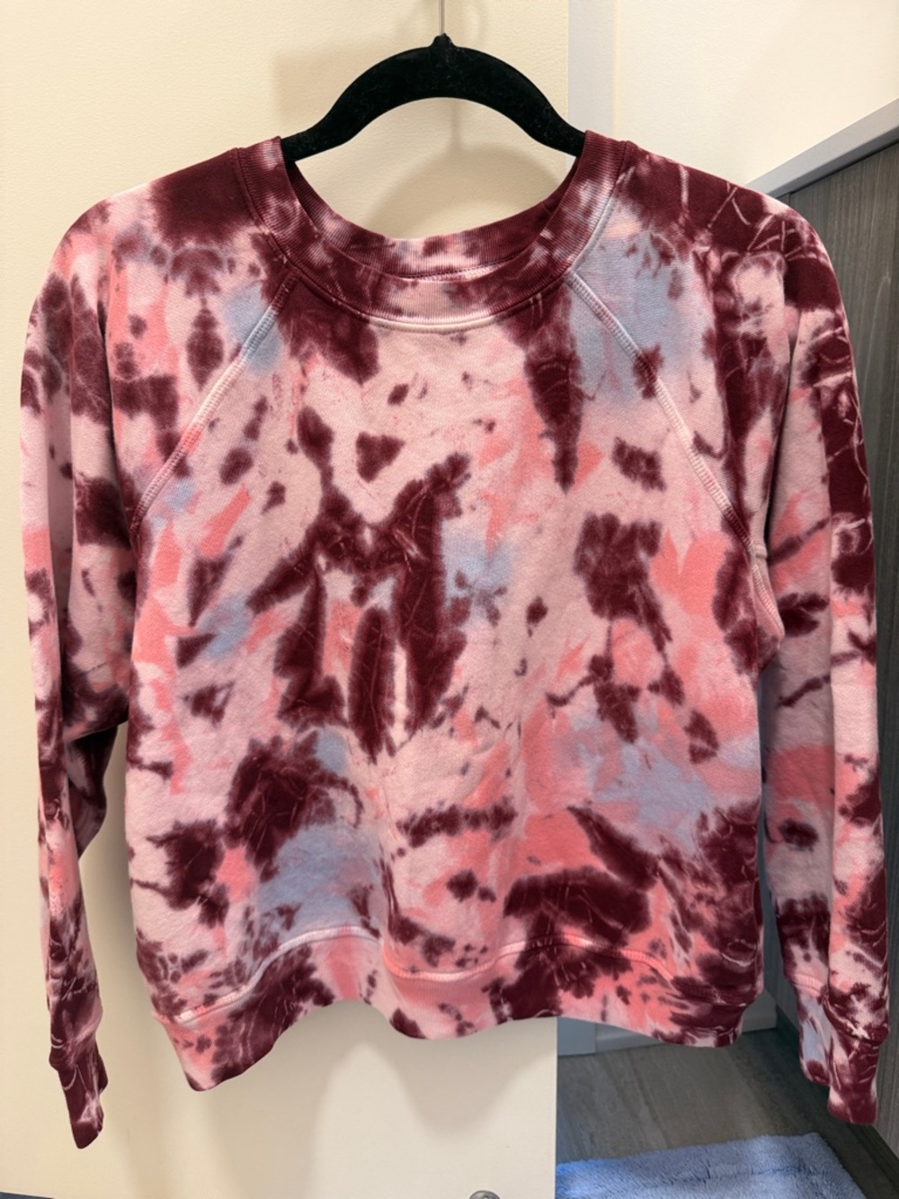NSF NEW Sweatshirt Shawnee Crewneck in Tie Dye Pink & Purple Long Sleeve Size XS